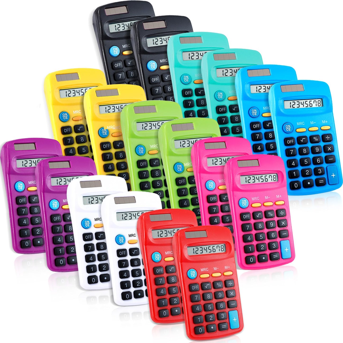 Jeffbaubl 18 Pack Mini Calculators, 8 Digit Display Basic Standard Calculators, Solar Dual Power Calculator, Pocket Size Function Calculator Bulk