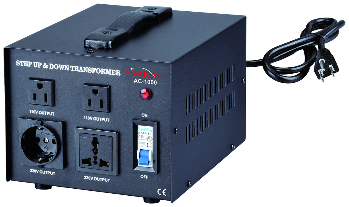 Simran 1000 Watt Voltage Converter Transformer 110 Volt to 220/240 Volt Step Up & Down Power Converter, (ACN-1000)