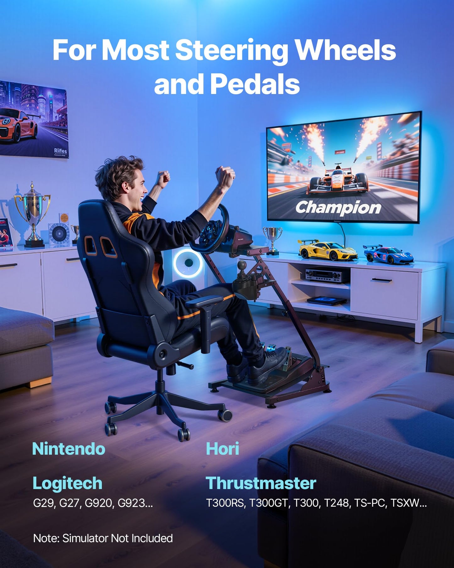 VEVOR Racing Wheel Stand, Adjustable & Foldable Simulator Stand for Logitech G29 G27 G920 G923, Thrustmaster T300RS T300GT T248 TS-PC TSXW Gaming