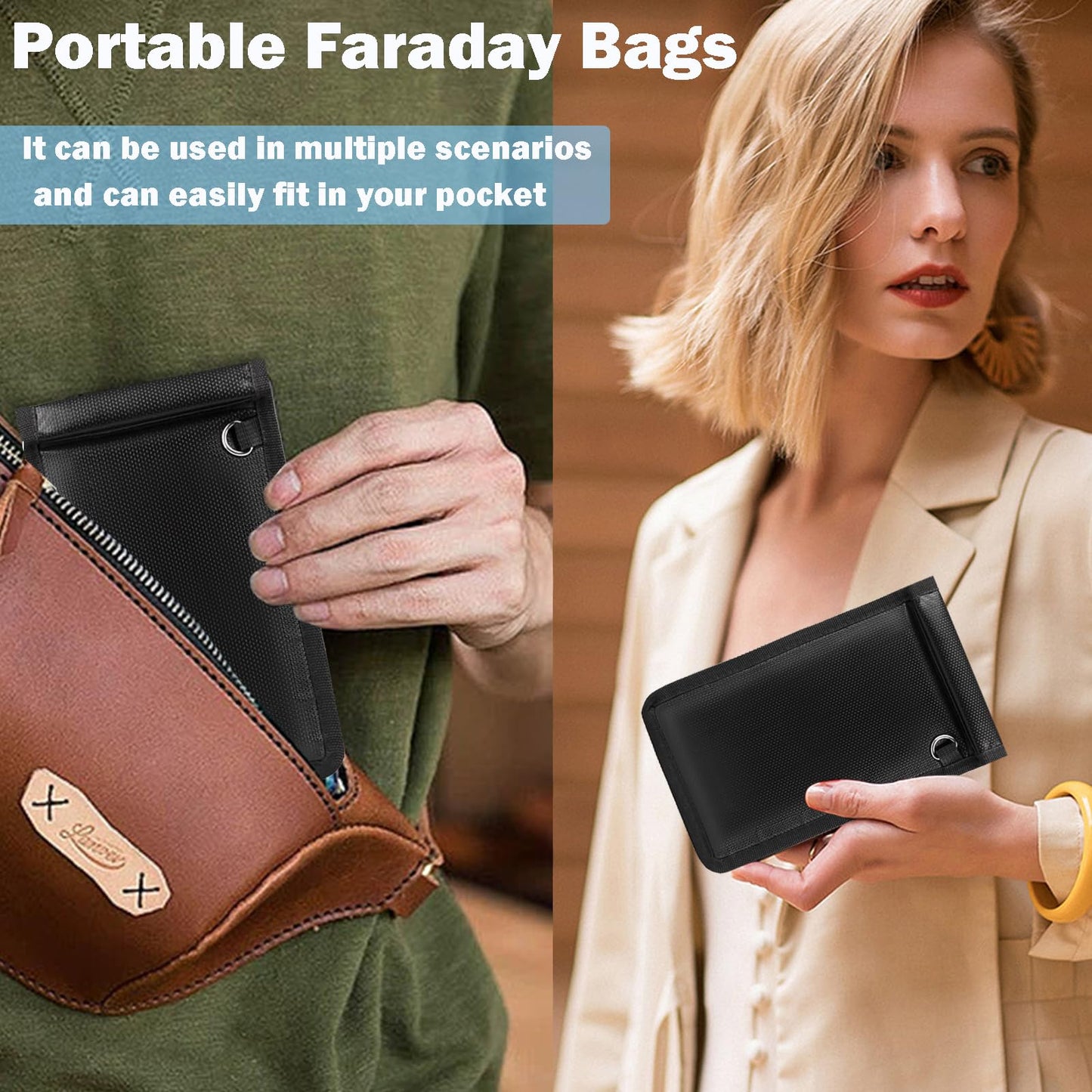 CPWUFIYD Faraday Key Fob Protector - 3 Pack Faraday Bags Anti-Theft Case for Car Keys, Phones and Tablets, Fireproof RFID Signal Blocking EMP Bags