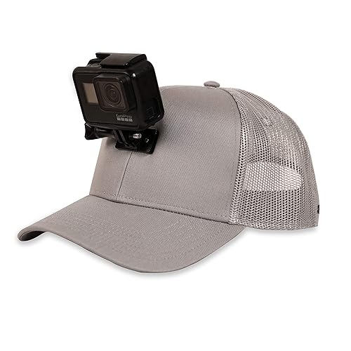ActionHat® Grey Curved Bill - Patented Floating Hat Mount Compatible for GoPro, DJI, Insta360 Action Cameras