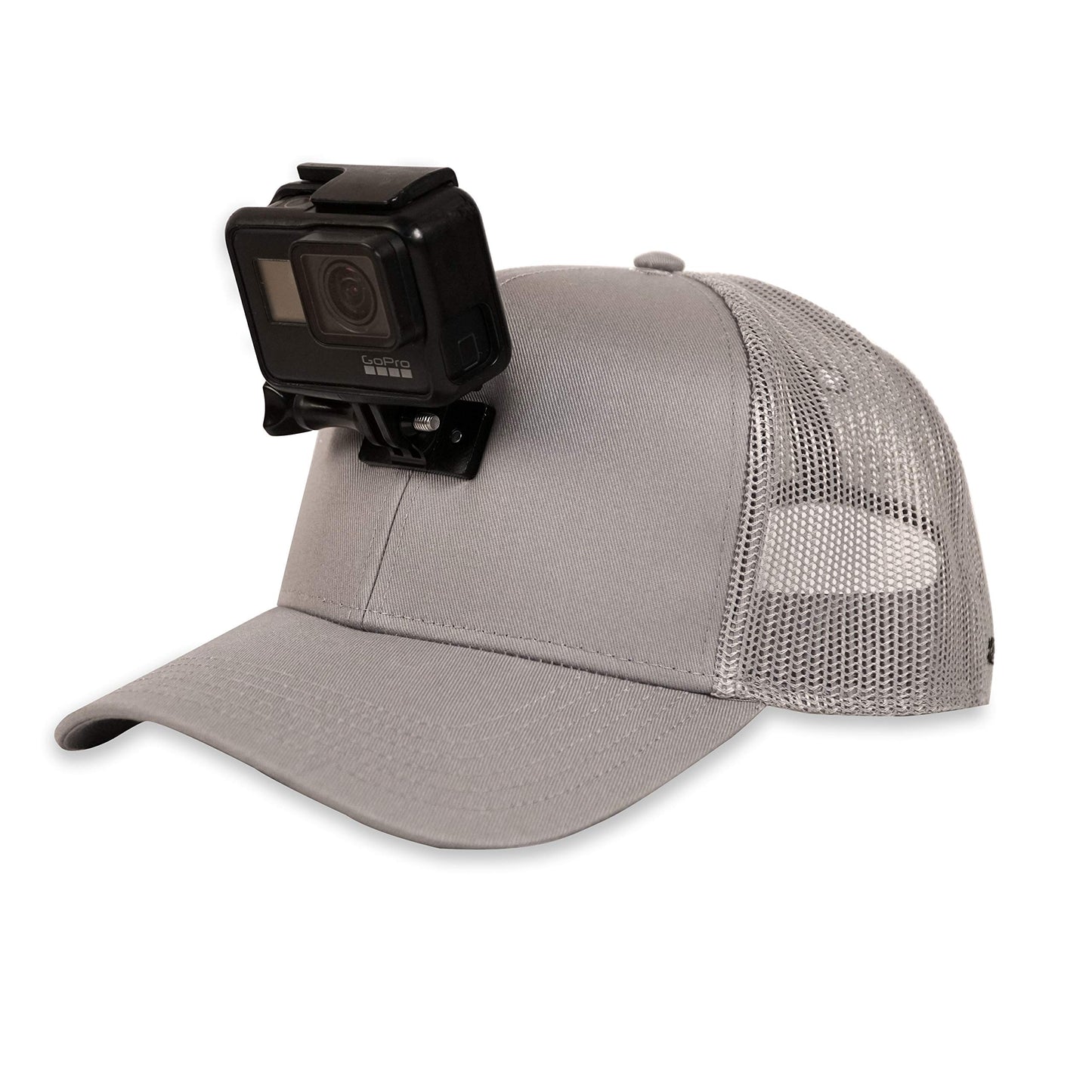ActionHat® Grey Curved Bill - Patented Floating Hat Mount Compatible for GoPro, DJI, Insta360 Action Cameras