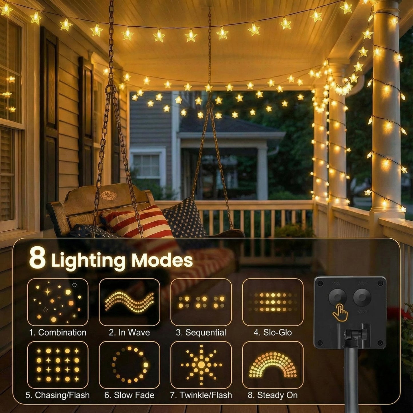 Twinkle Solar Star String Lights Outdoor Waterproof Fairy Lights 39FT 100 LED with 8 Lighting Modes for Camping Garden Wedding Party Tree Holidays