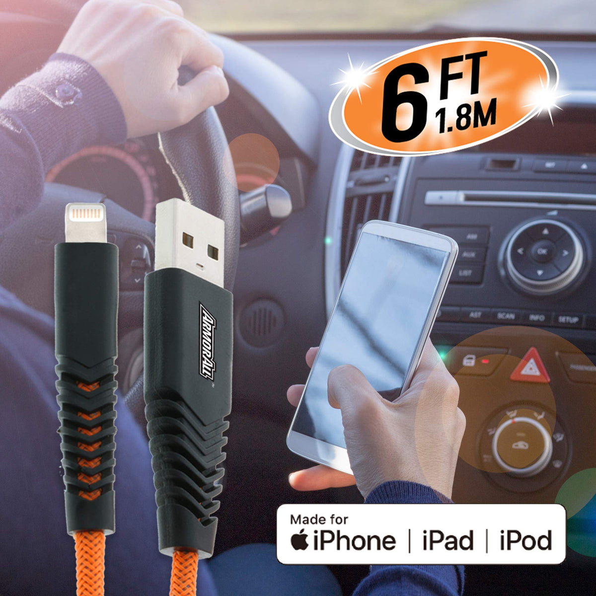 XTREME Armor All 6ft Lightning Cable, Tangle Free, Sync and Charge, Ease of Use