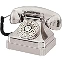 Crosley CR62-BC Kettle Classic Corded Desk Phone - Landline for Home with Retro Rotary Style, Brushed Chrome
