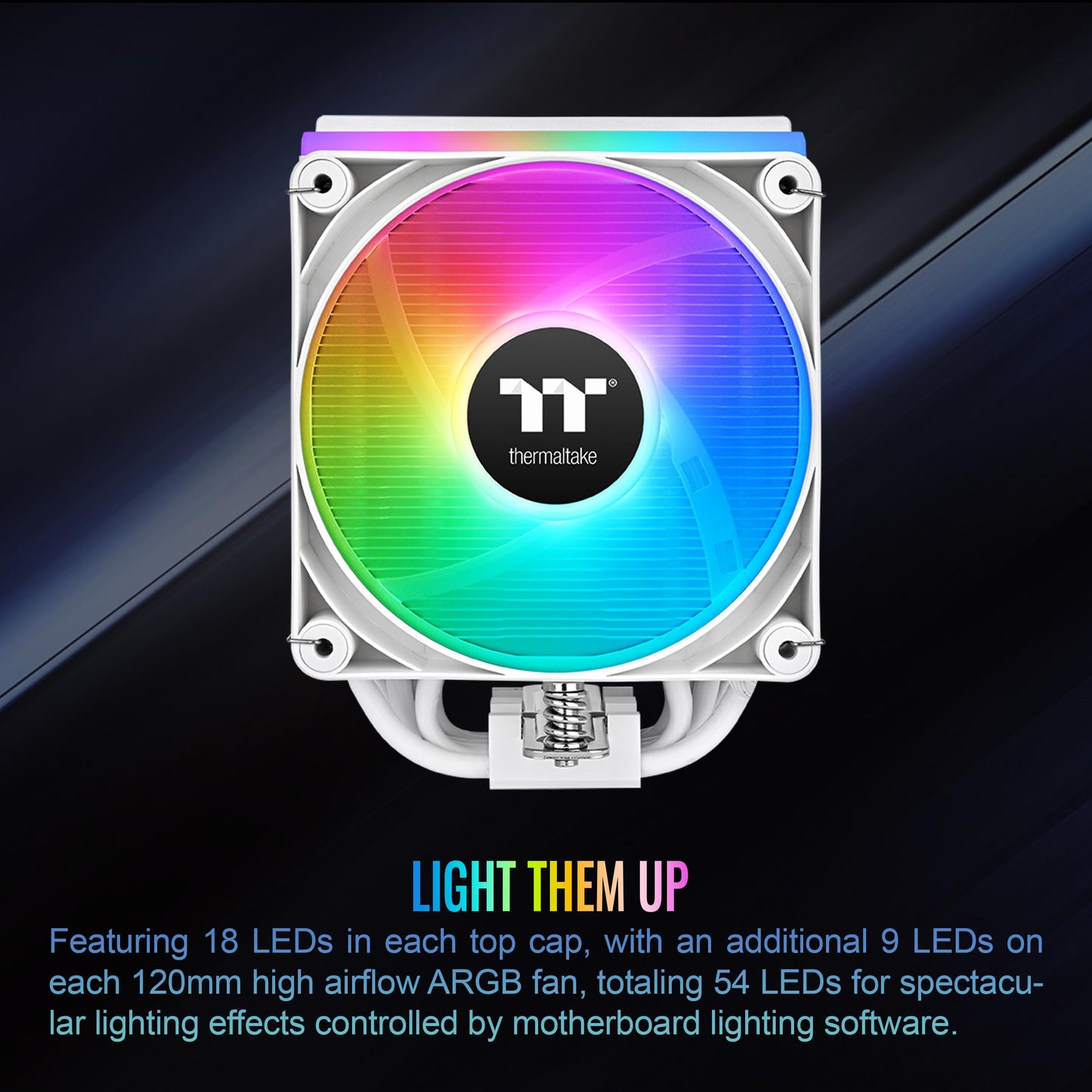 Thermaltake ASTRIA 400 ARGB CPU Cooler; 6 Copper Heat Pipes; 120mm PWM Fan; 500~1800RPM; Single Tower; Intel/AMD; 230W TDP; White; CL-P138-CA12SW-A