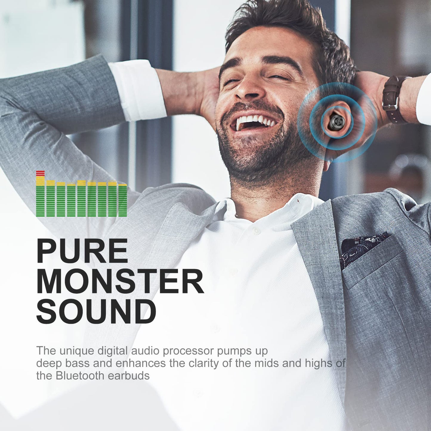 Monster Achieve 100 AirLinks Wireless Earbuds,Super Fast Charge,Bluetooth 5.0 in-Ear Stereo Headphones with USB-C Charging Case,Built-in Mic for Clear