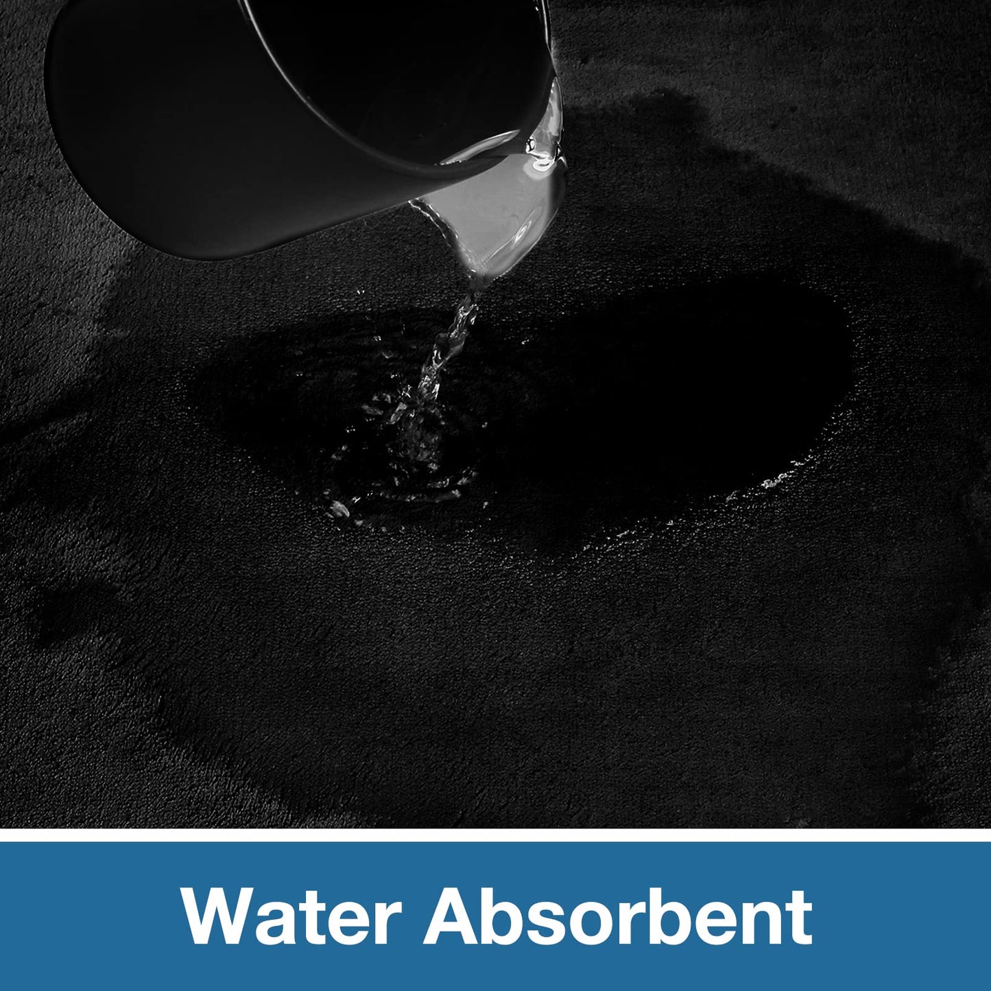 YOUTHLOTUS Black Memory Foam Bathroom Runner Rug Long Narrow Bath Mat Non Slip Soft Absorbent Washable Plush Microfiber Bathrug,16" x 47"