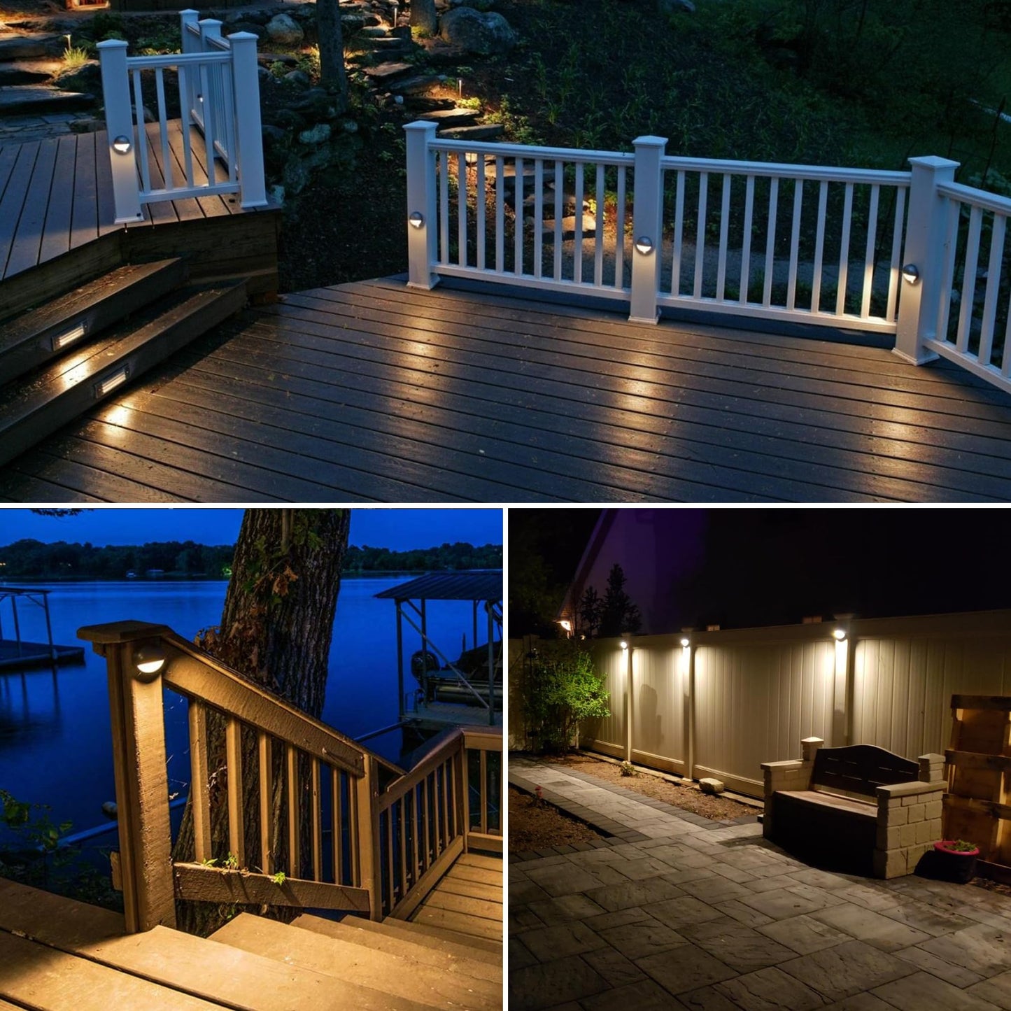 SUNVIE 12 Pack Low Voltage Deck Lights 5W LED Landscape Step Stair Lights Outdoor with Fastlock2 Wire Connector 3000K 12-24V Accent Lighting