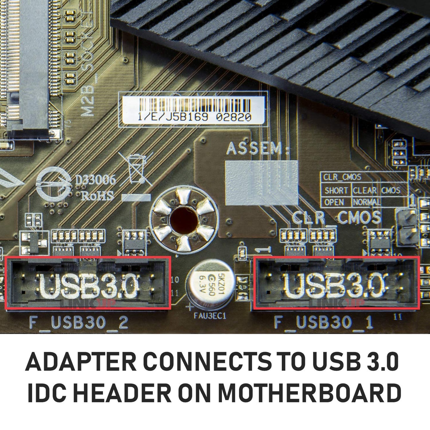 LINKUP - [Active Chip USB 3.0 (3.2 Gen 1) Internal IDC 20 Pin Motherboard Header to A-Key (Type-E) 20 Pin Female Converter for Type C Panel Mount