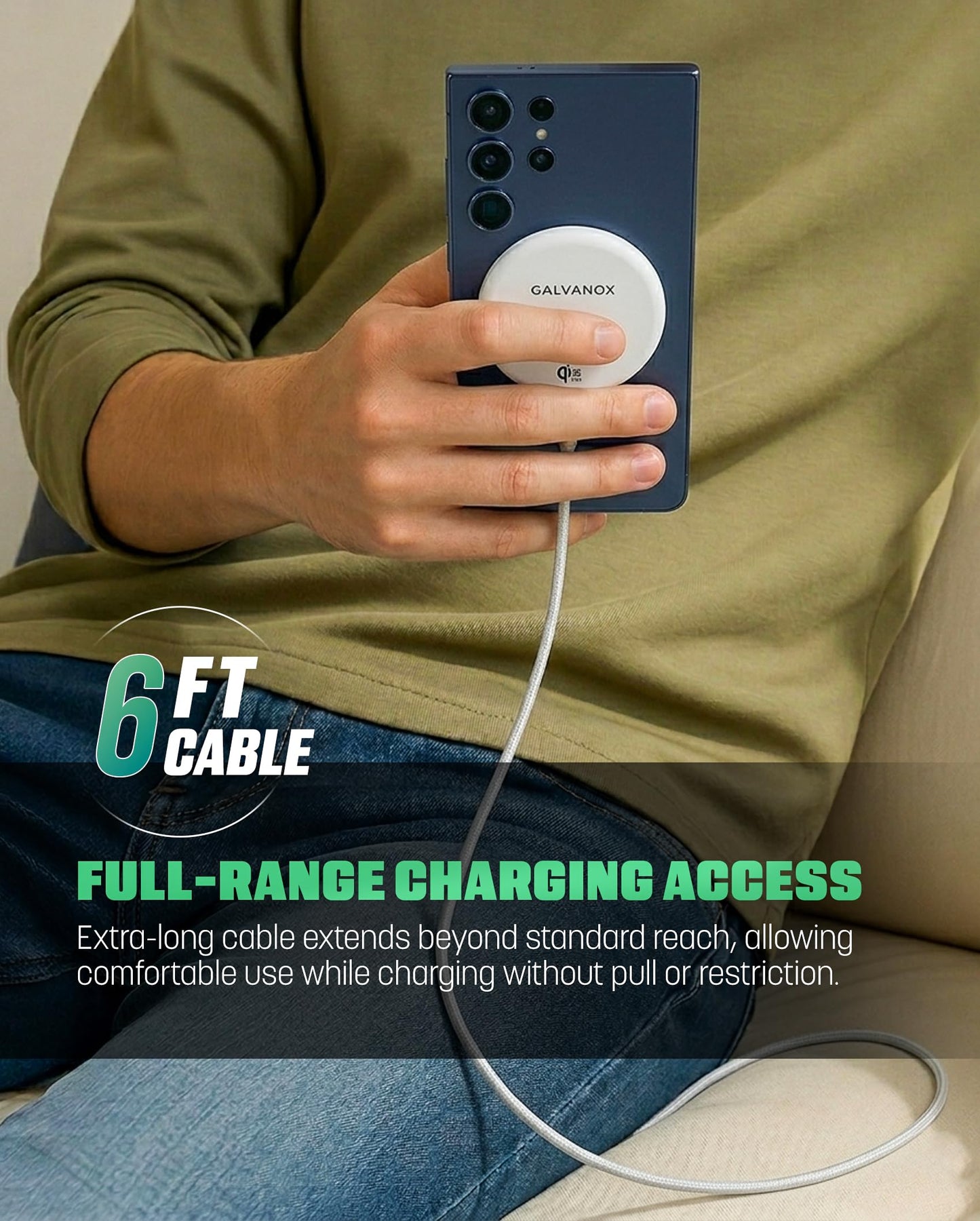 2-Pack Qi2.2 Certified Compatible with MagSafe 25W Wireless Charger - Magnetic Fast Charging Pad with 6Ft Braided Cable, for iPhone and Samsung Phones