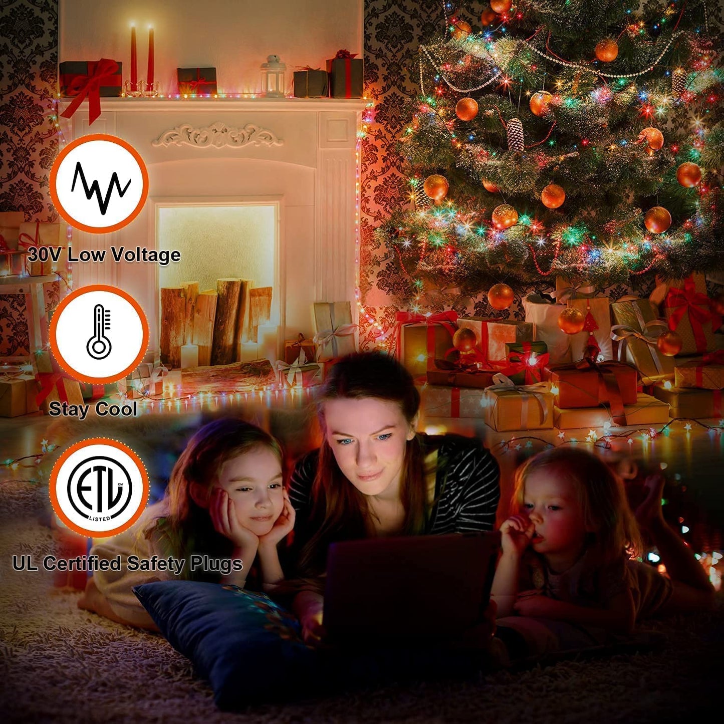 Christmas Decoration Lights, Outdoor Christmas String Lights 320 LED 11.5 Ft Waterfall Tree Light with Big Star Topper 8 Light Modes for Xmas New Year