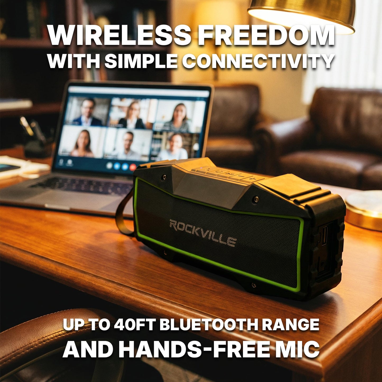 Rockville Rock Everywhere 15W Portable Bluetooth Speaker, IPX6 Splashproof, TWS Linking, Long Battery Life, for Outdoor and Indoor Use