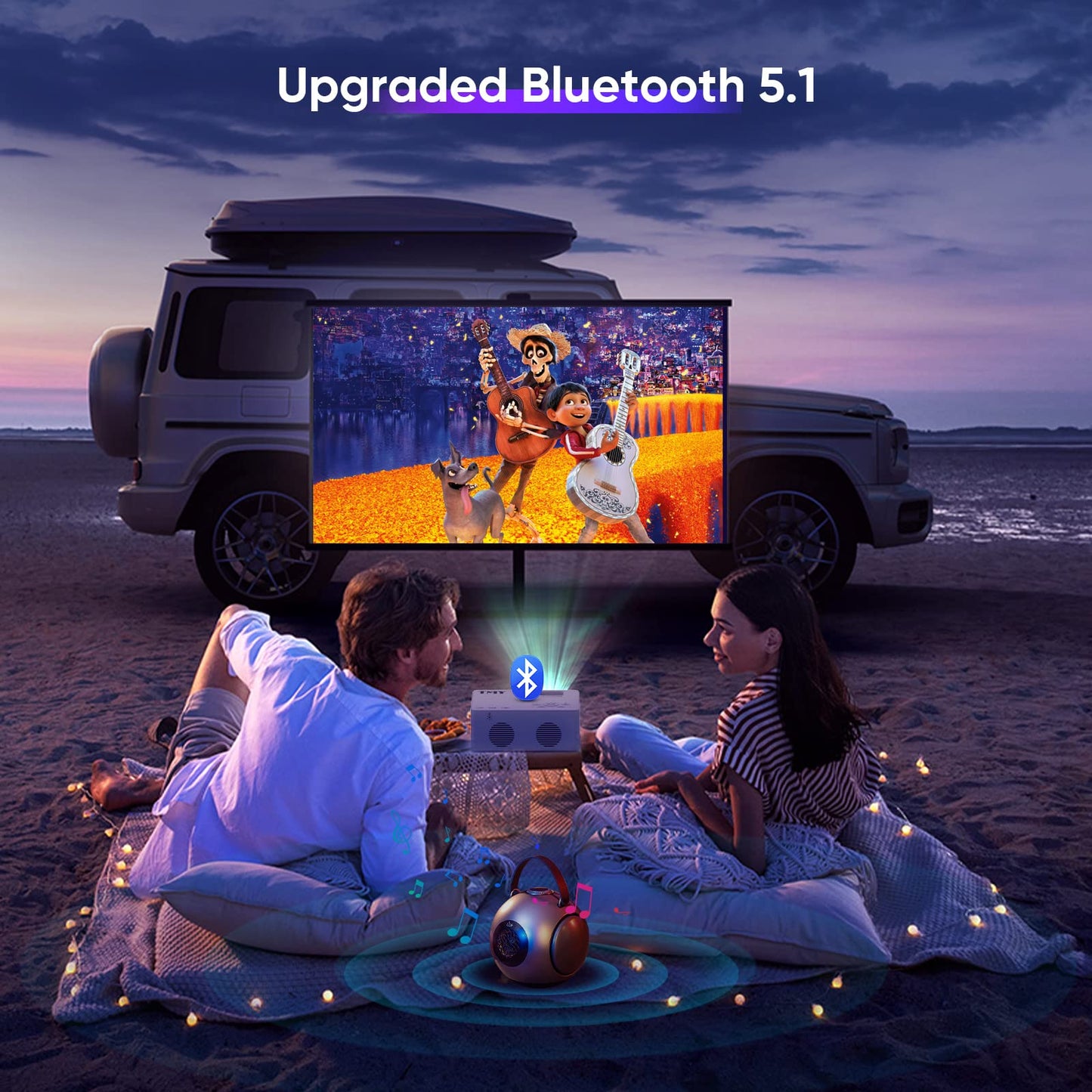 TMY Mini Projector for iPhone, Portable Projector with 5G WiFi and Bluetooth, 1080P HD Projector for Indoor & Outdoor Movies, Home Theater, Camping