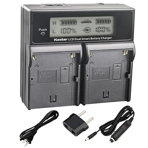 Kastar BPU60 Smart LCD Dual Fast Charger Replacement for Sony BP-U60, PMW-100, PMW-150, PMW-160, PMW-200, PMW-300, PMW-EX1, PMW-EX1R, PMW-EX3