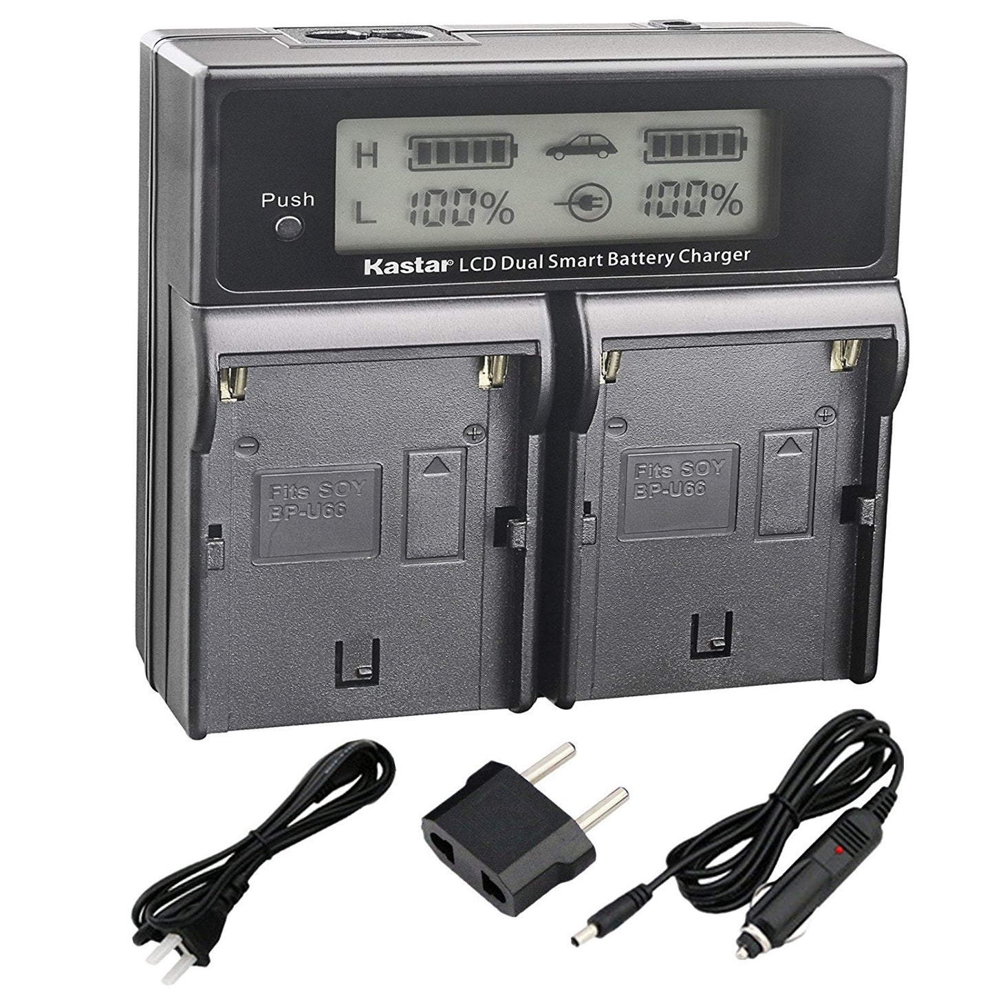 Kastar BPU60 Smart LCD Dual Fast Charger Replacement for Sony BP-U60, PMW-100, PMW-150, PMW-160, PMW-200, PMW-300, PMW-EX1, PMW-EX1R, PMW-EX3