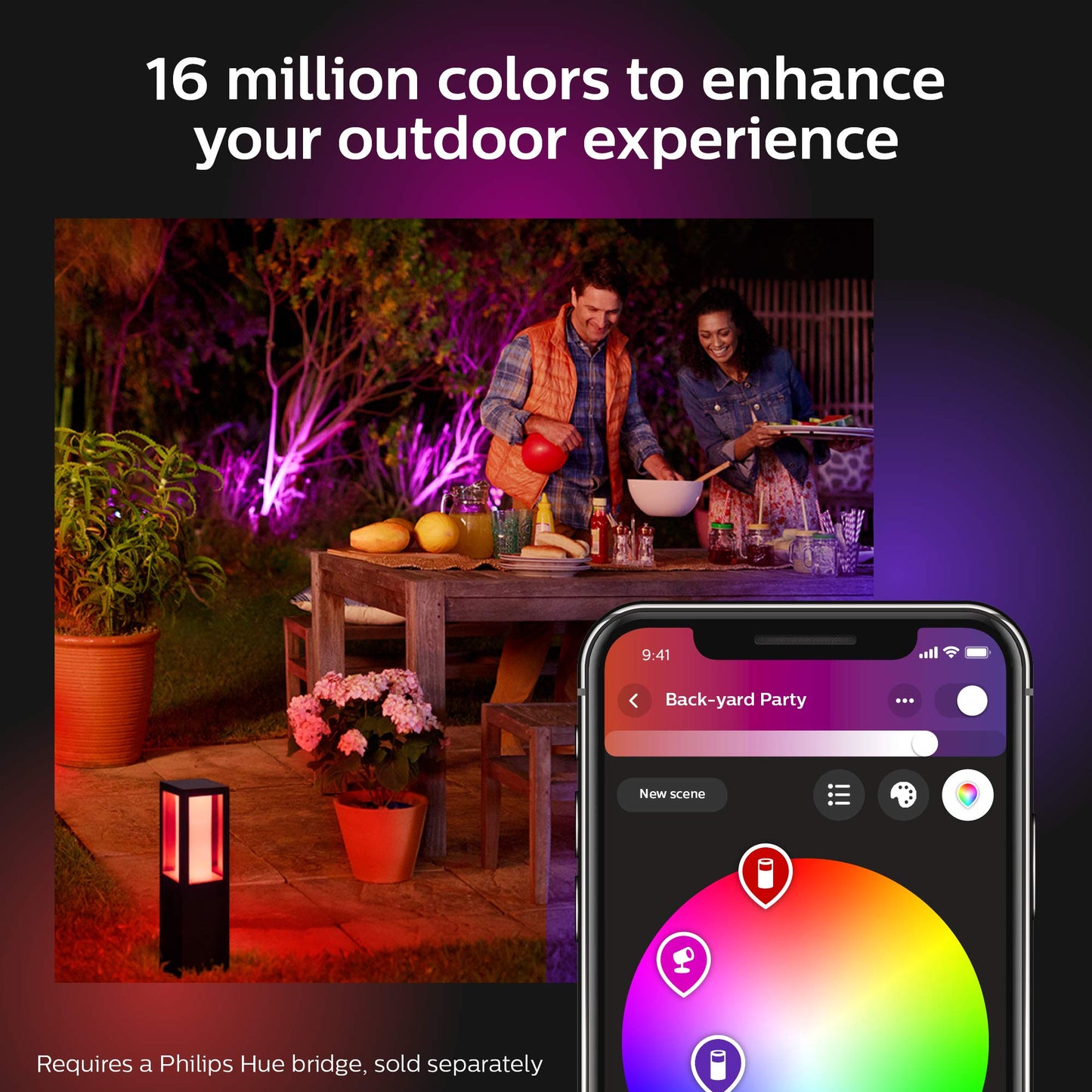 Philips Hue Econic Up Outdoor Smart Wall Light, Black - E26 White and Color Ambiance LED Color-Changing Bulb - 1 Pack - Requires Hue Bridge - Control