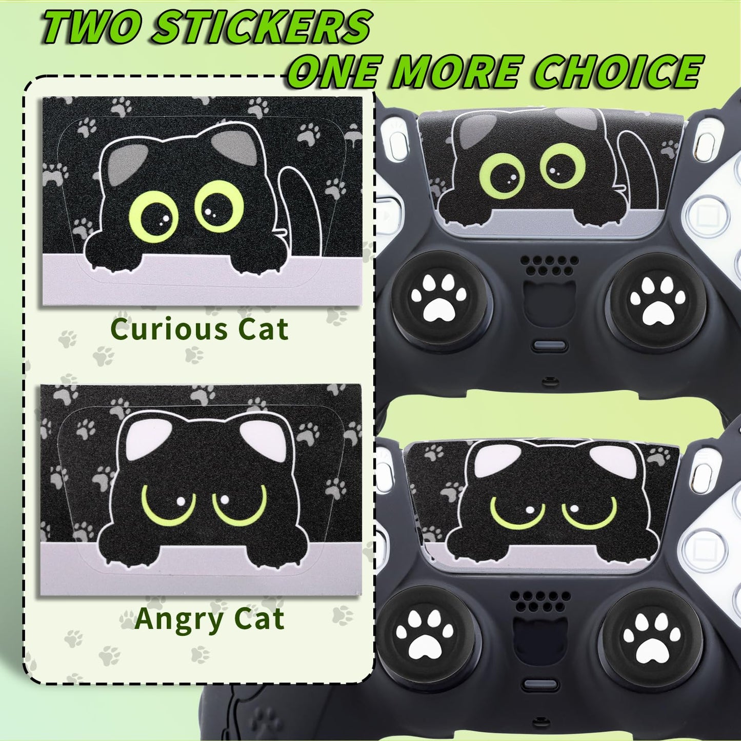 SoAegis Cute Cat-Ear PS5 Controller Skin Set, Silicone Controller Cover for PS5 Wireless Grip, Comes with 2 Thumb Grips and 2 Cat Stickers