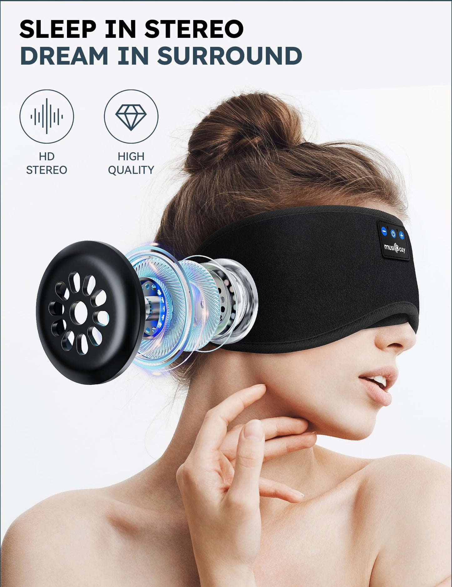 MUSICOZY Sleep Headphones, Bluetooth 5.4 Sleep Mask Headband Headphones Sleeping Eye Mask, Wireless Music Earbuds Earphones with HD Stereo Speakers…