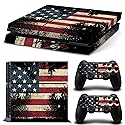 Game Console Skin Sticker Cover Compatible with PS4 Console and Controller The Flag of United States (Multi)