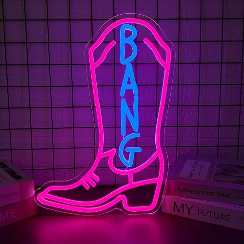 Western Bang Cowboy Boots Neon Sign for Wall Decor Dimmable LED Cowgirl Neon Light Decor for Music Fans Ideal for Country Themed Rooms and Gifts(11 *