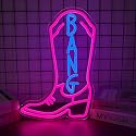 Western Bang Cowboy Boots Neon Sign for Wall Decor Dimmable LED Cowgirl Neon Light Decor for Music Fans Ideal for Country Themed Rooms and Gifts(11 *