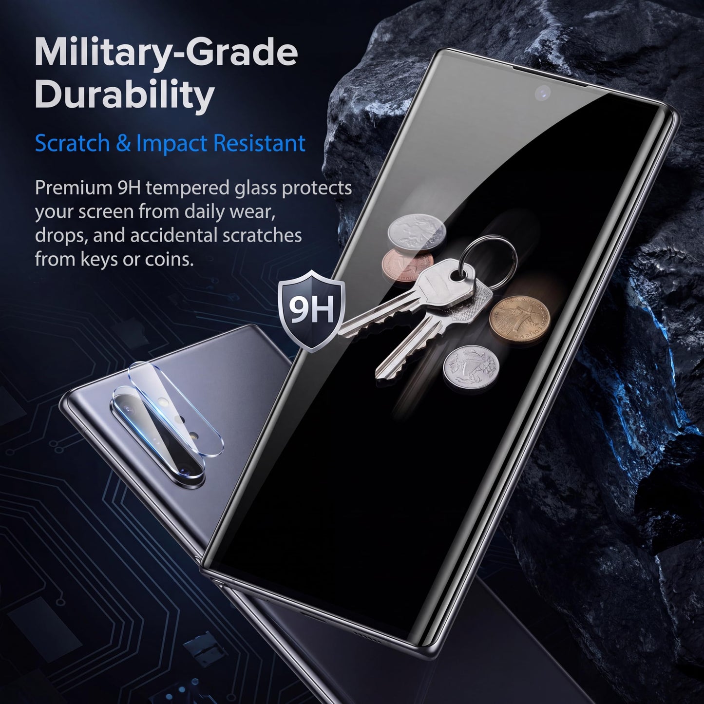 2 Pack For Galaxy S23 Privacy Screen Protector With 2 Pack Camera Lens Protector, Anti Spy Private Tempered Glass Film 9H Hardness, Anti Fingerprint