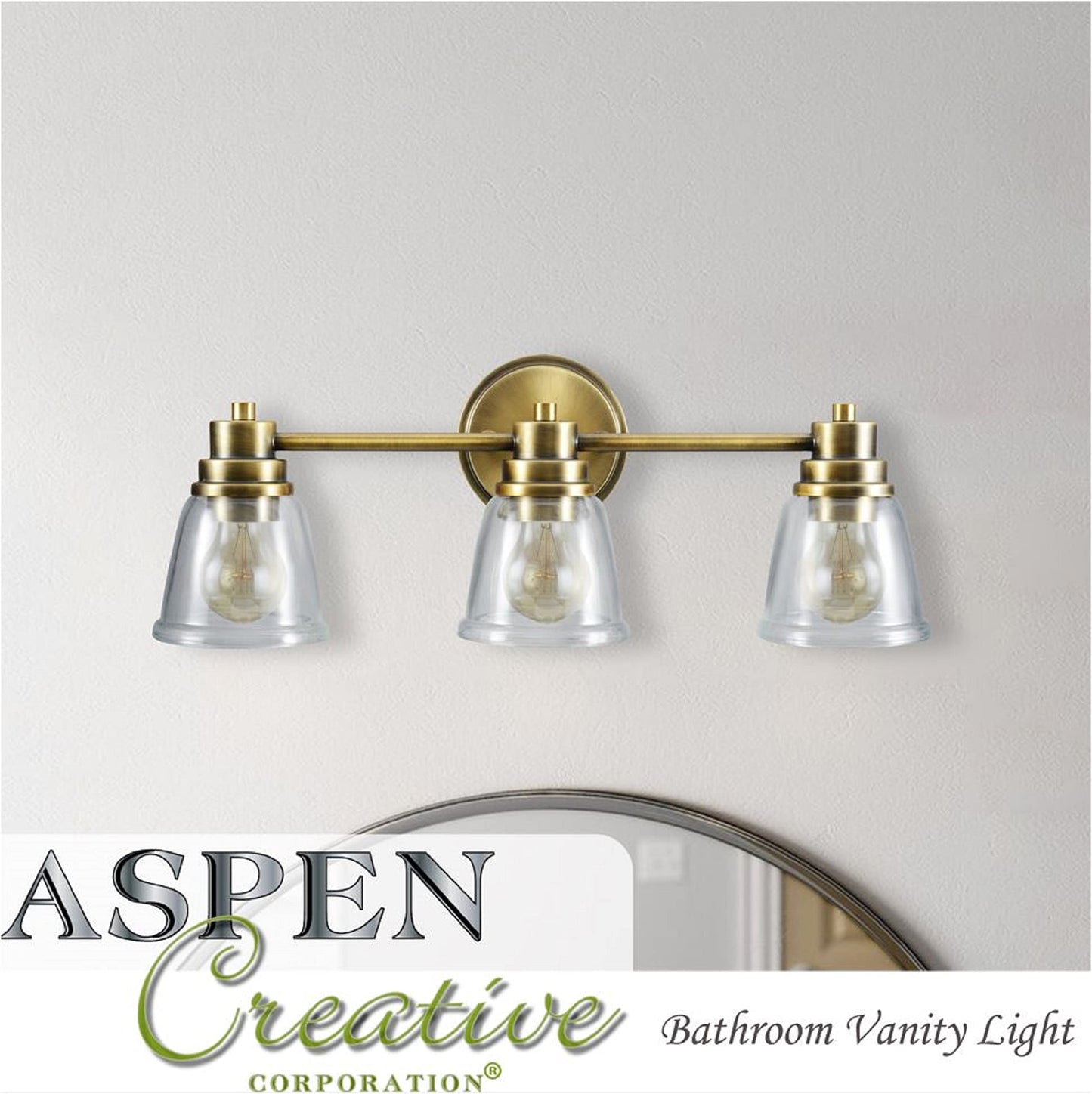 Aspen Creative 62067, Three-Light Metal Bathroom Vanity Wall Light Fixture, 30 1/2" Wide, Transitional Design in Rustic Pewter with White Opal Glass
