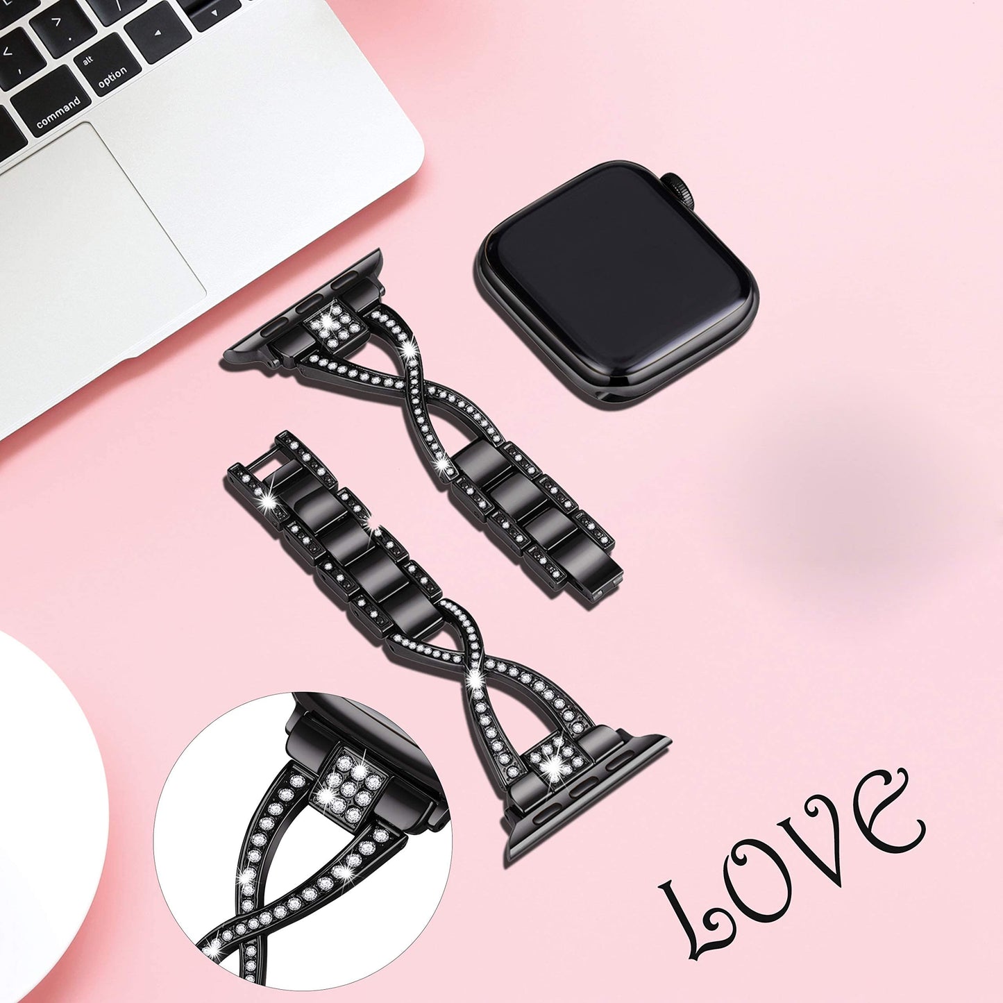 JFdragon for Apple Watch Band 38mm 40mm 41mm 42mm(Series10 11) Women Series11 10 9 8 7 6 5 4 SE iwatch Bands Bling Metal Bracelet Dressy Fancy Cute