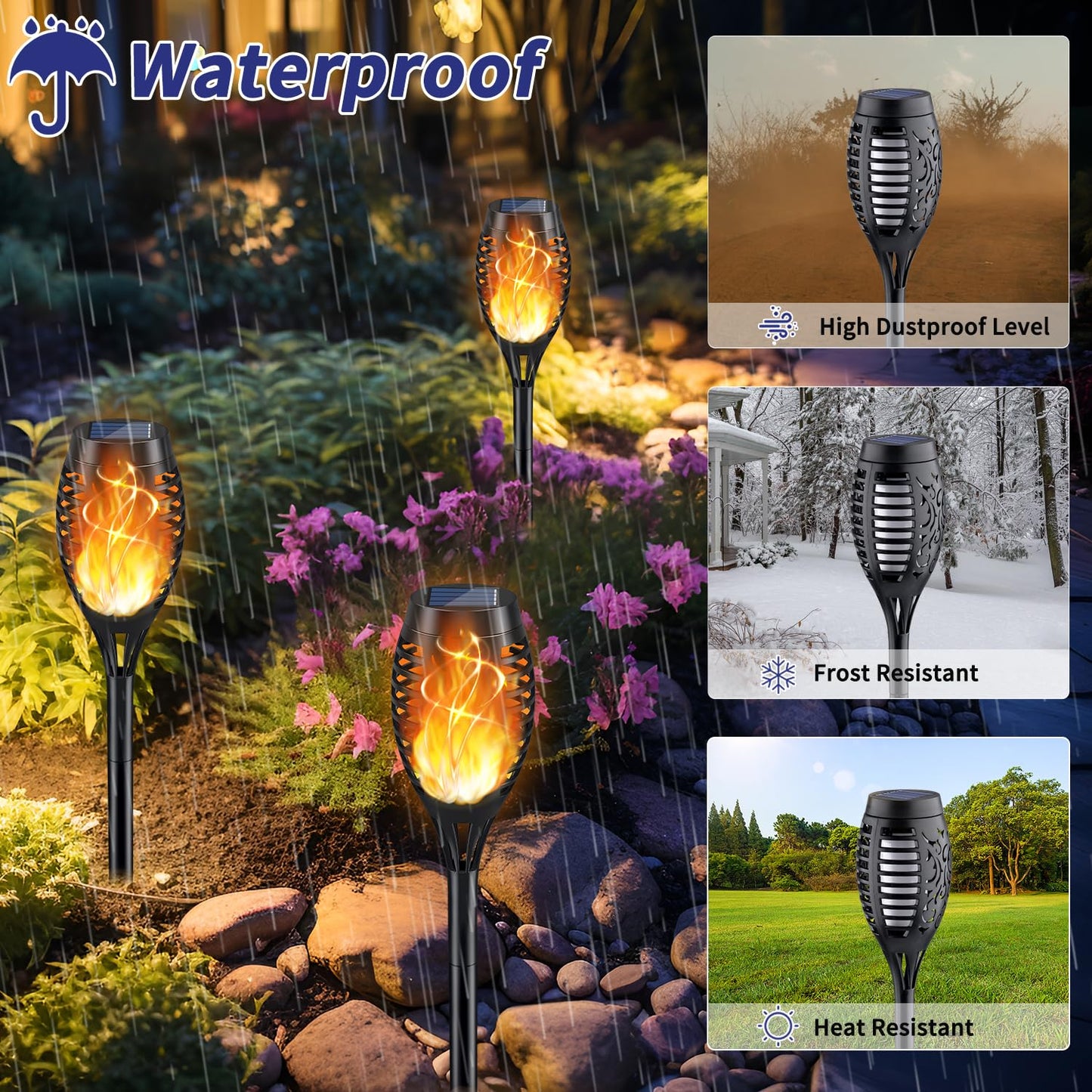 KYEKIO Solar Torch Light with Flickering Flame, 12Pack Solar Lights Outdoor, Solar Garden Lights Outdoor Waterproof, Luces Solares para Exteriores