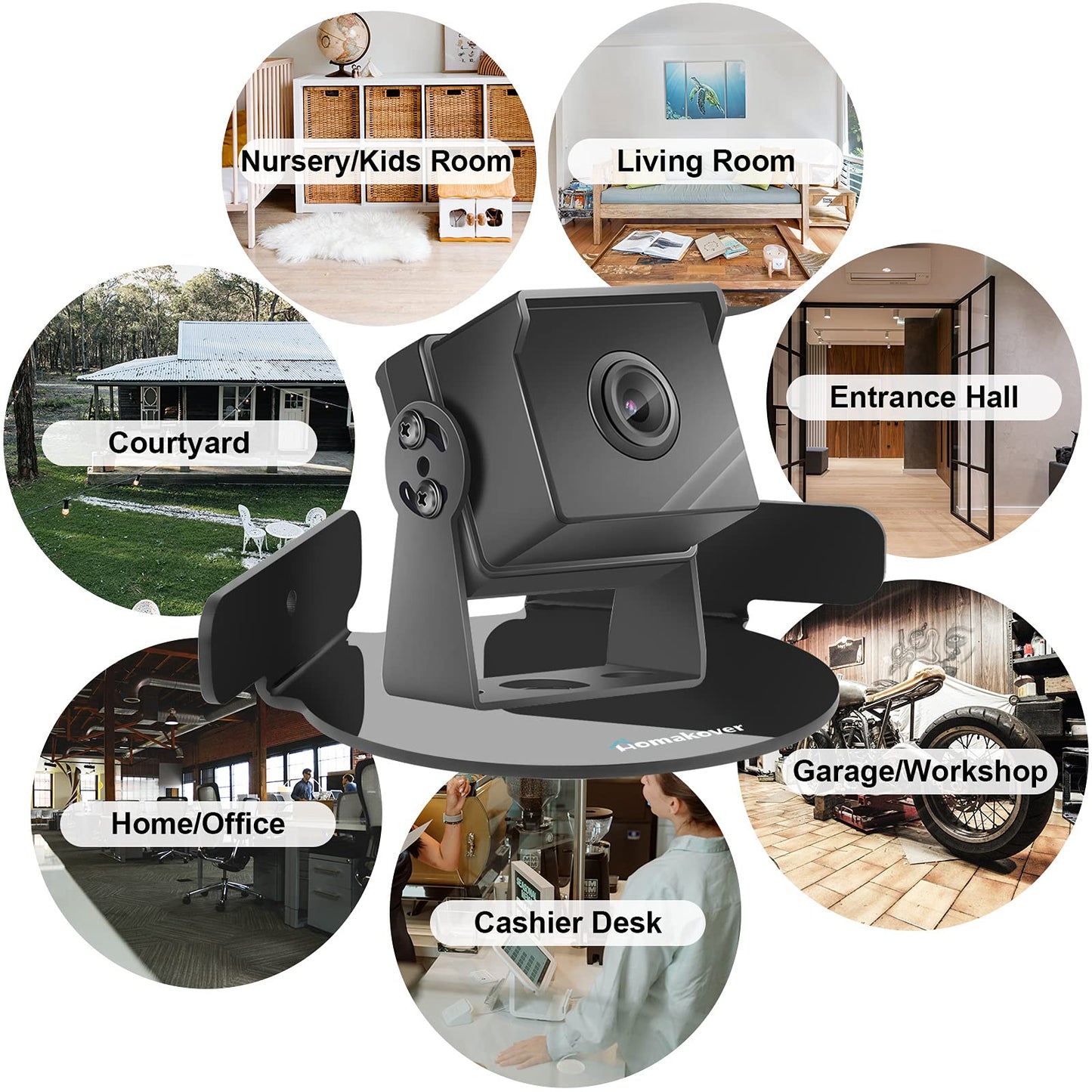 2 Pack Acrylic Mini Circular Corner Shelf Mount for Security Cameras, Baby Monitors, Plants & More, Universal Cam Holder, Easy to Install, Screwless