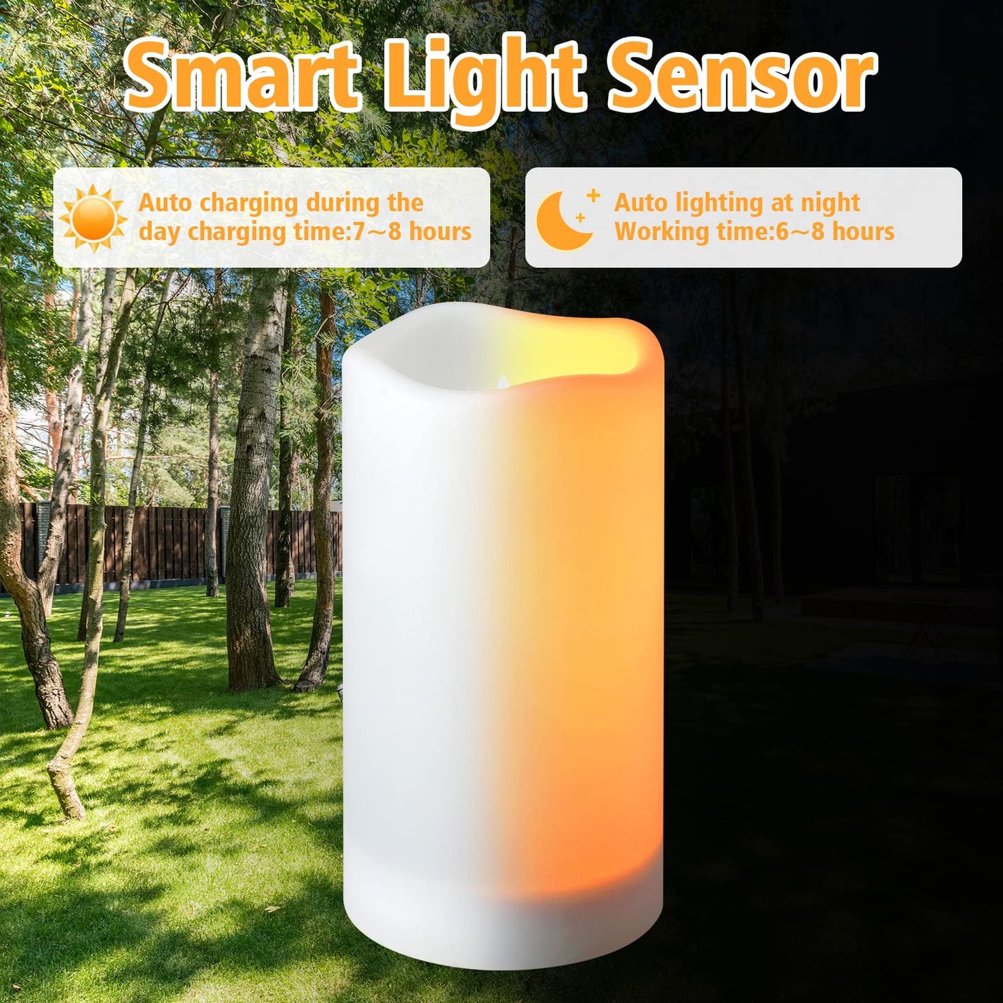 YOROXRG Solar flameless Candles Outdoor Waterproof,Dusk to Dawn Outdoor Lighting, Flickering fameless Reusable LED Light Candles for Lantern Garden