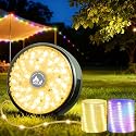 Camping String Lights, 32.8ft Retractable RGB Tent String Lights, Rechargeable LED Hanging Tent Lantern, Portable Twinkle Camp Lamp for Outdoor