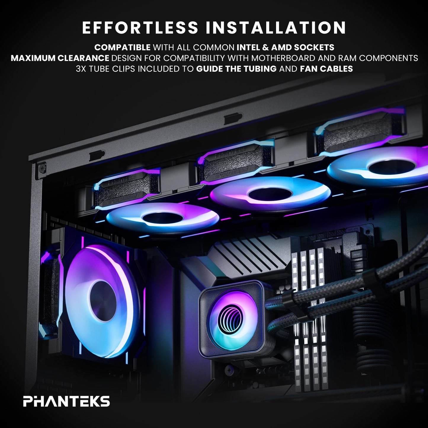 Phanteks Glacier One 360D30 X2 AIO Liquid CPU Cooler, Evolv X2 Cap Design, 3X Performance D30-120 D-RGB Fans, for Intel LGA 1851, 1700, 1200, 115x