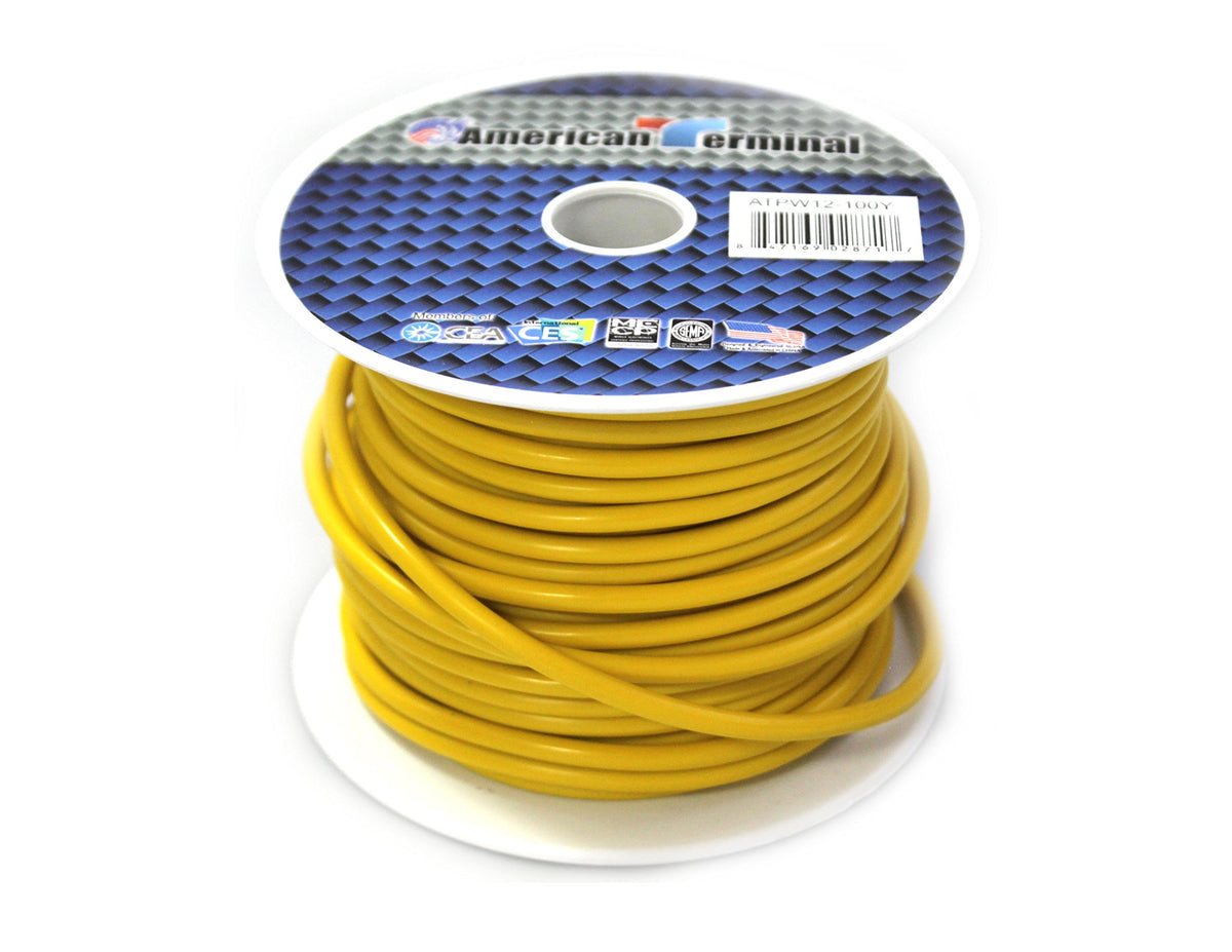 American Terminal ATPW12-100Y 12 Gauge Primary Wire, Yellow