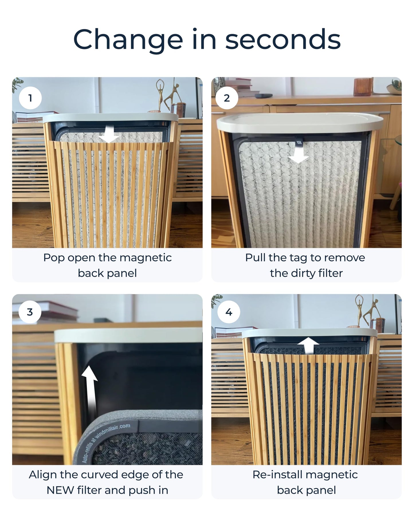 Windmill Air Purifier Max Replacement Filter, 3-In-1 Filtration