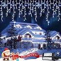 JMEXSUSS Christmas Icicle Lights for Outside: 800 LED White Icicle Lights Outdoor Waterproof - White Christmas String Lights for House Wedding Party