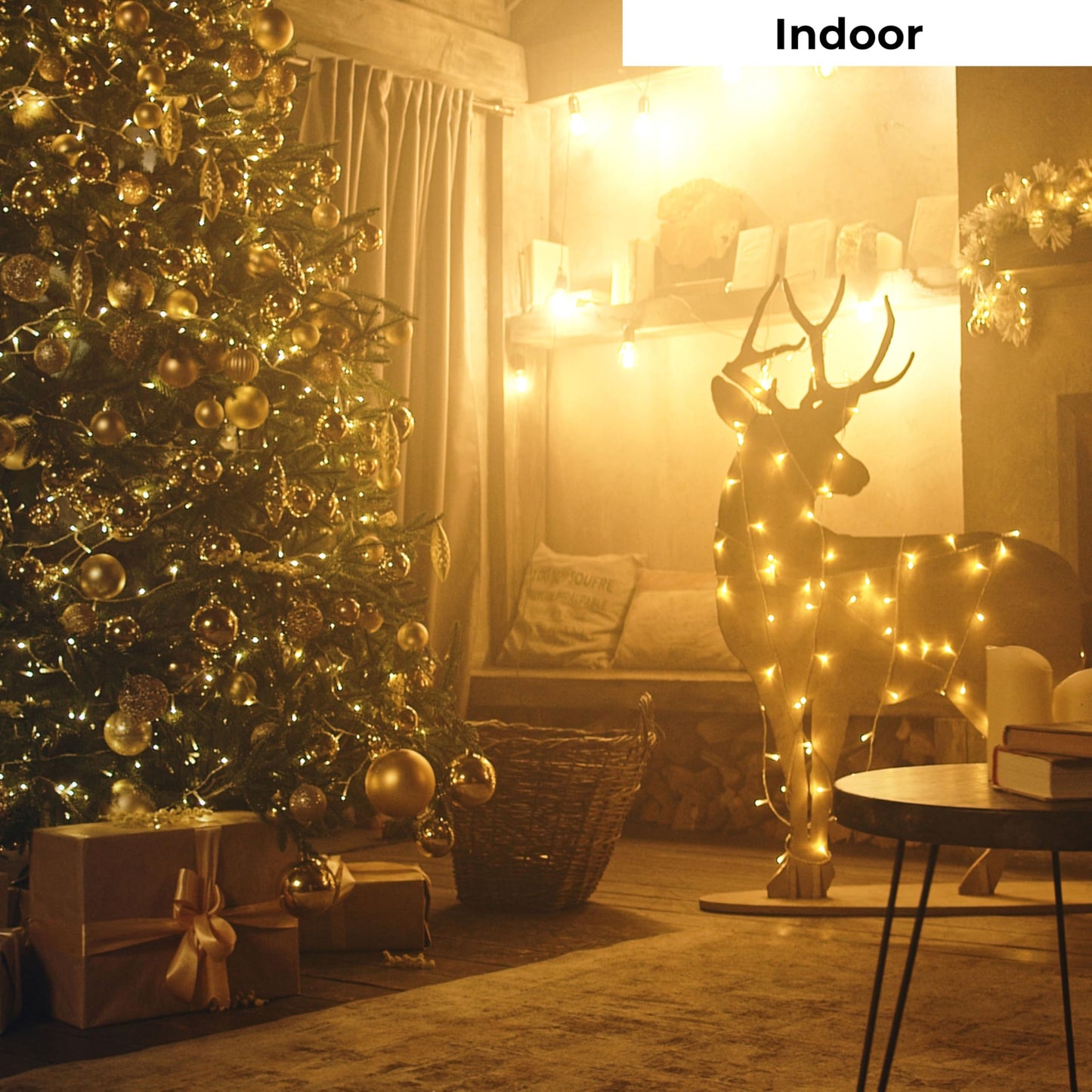 Christmas LED Lights 100 Warm White String Lights for Indoor and Outdoor Decorative Use, Holiday and Tree Decor, Patio Hanging Lighting Decorations
