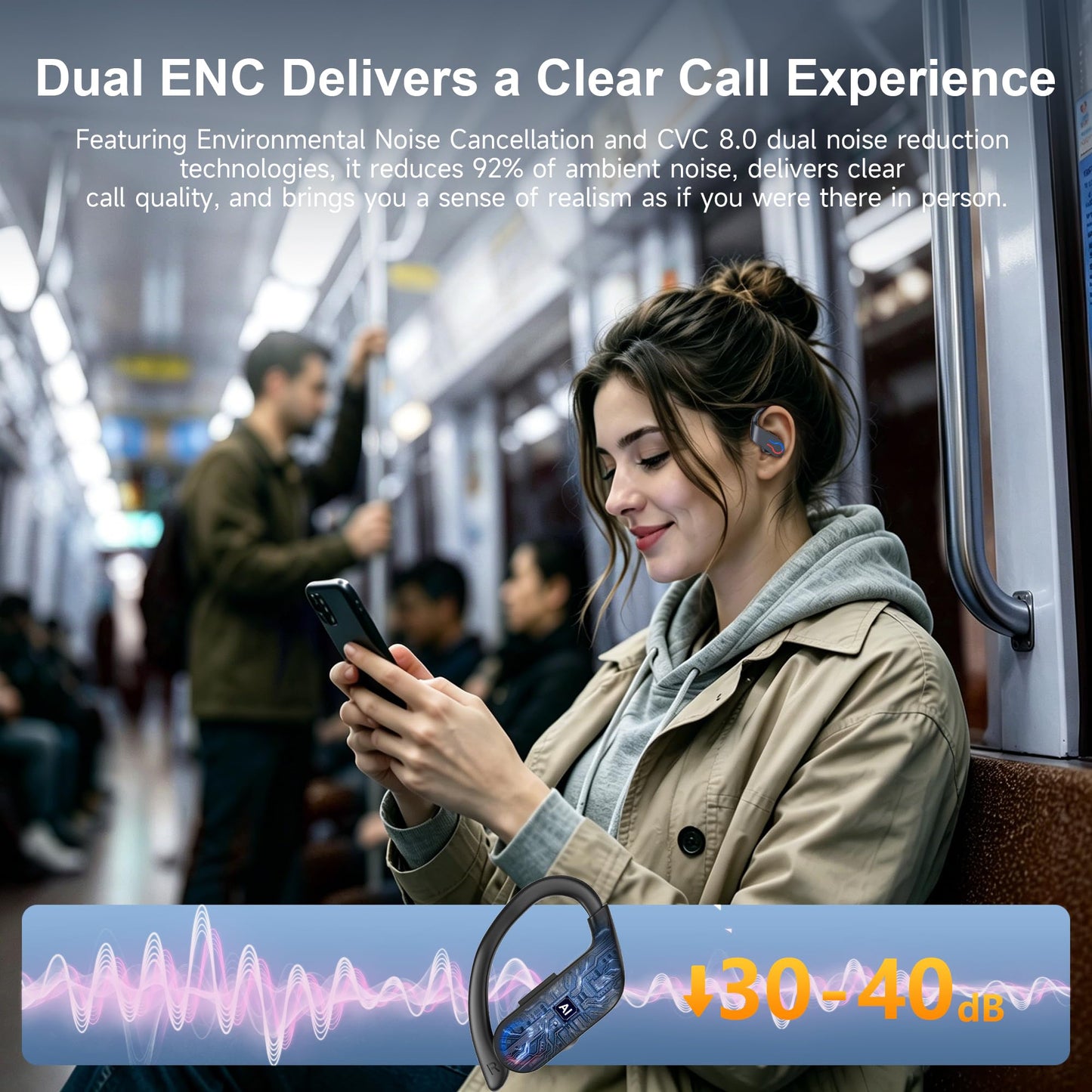 Wireless Earbuds 120hrs Bluetooth 6.1 Headphone Sport, 2026 Bluetooth Earbuds with Fast Charging Case Dual LED Display Earphones ENC Noise Cancelling