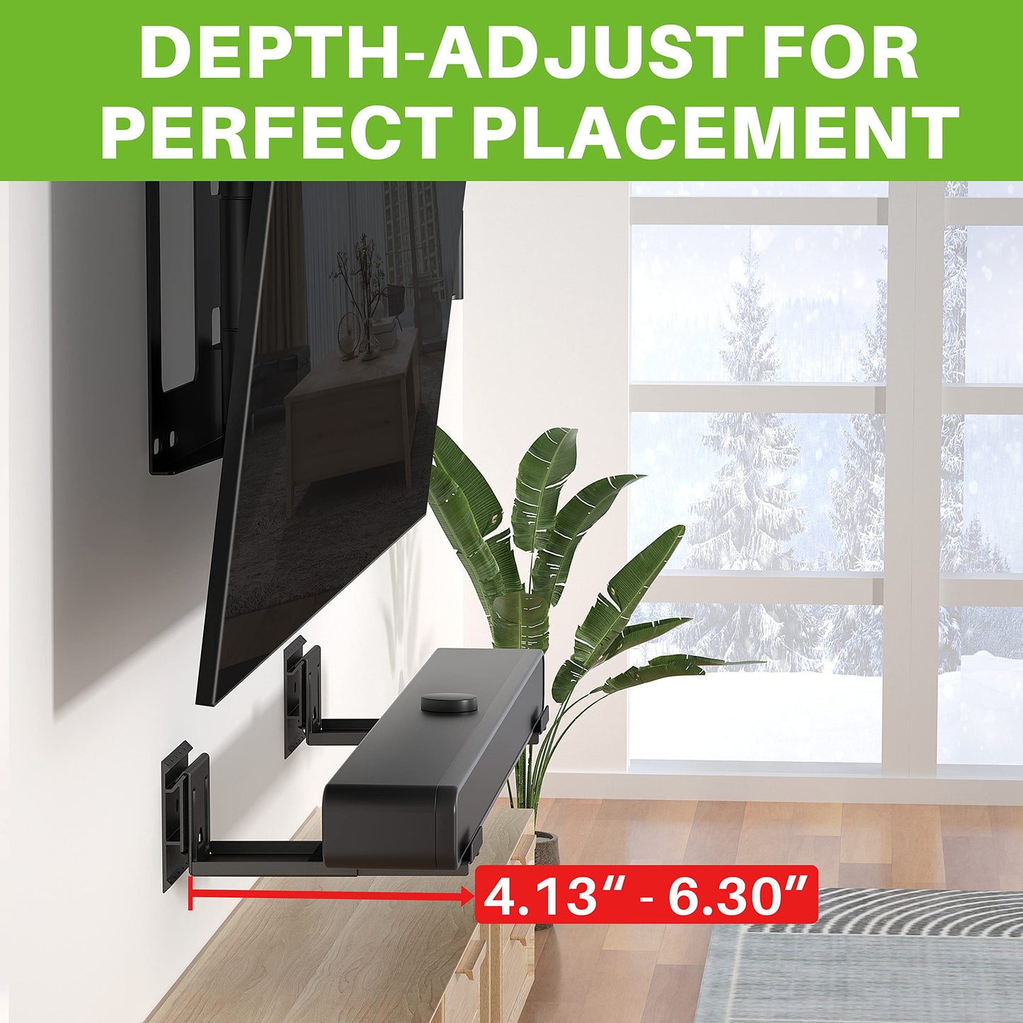 USX MOUNT Studless Soundbar Wall Mount, Universal Drywall Sound Bar Wall Brackets, Works with Most Soundbars, Holds up to 22 Lbs, Depth Adjustable