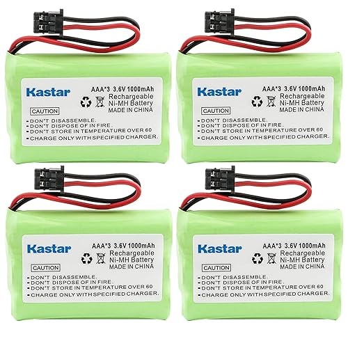 Kastar 4 Pack Cordless Phone BatteryReplacement for Uniden BT909 BT1001 BT1004 DECT 1500 DECT 1588-5 TRU-12803 TRU-226 TRU-9260 TRU-9360 Dantona