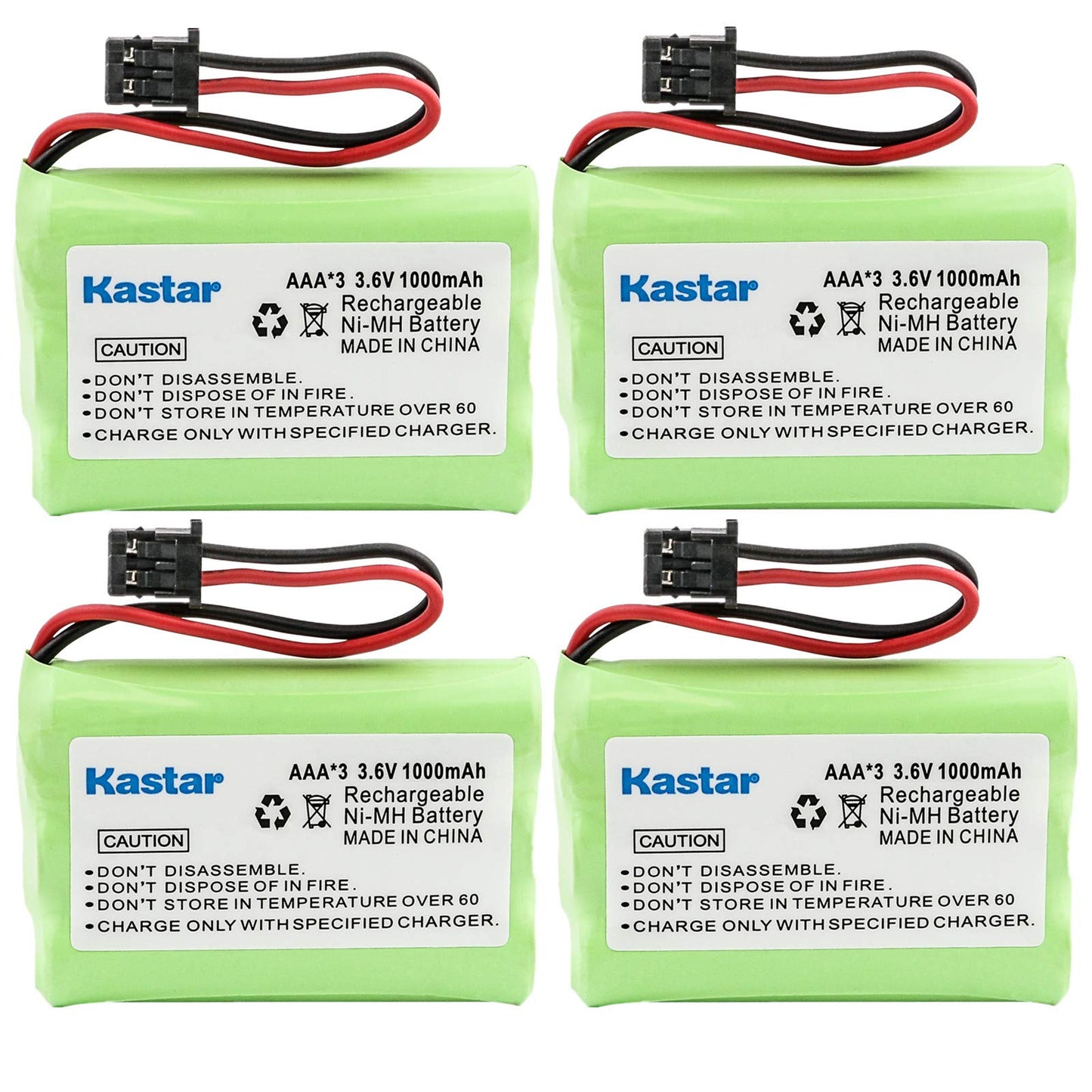 Kastar 4 Pack Cordless Phone BatteryReplacement for Uniden BT909 BT1001 BT1004 DECT 1500 DECT 1588-5 TRU-12803 TRU-226 TRU-9260 TRU-9360 Dantona