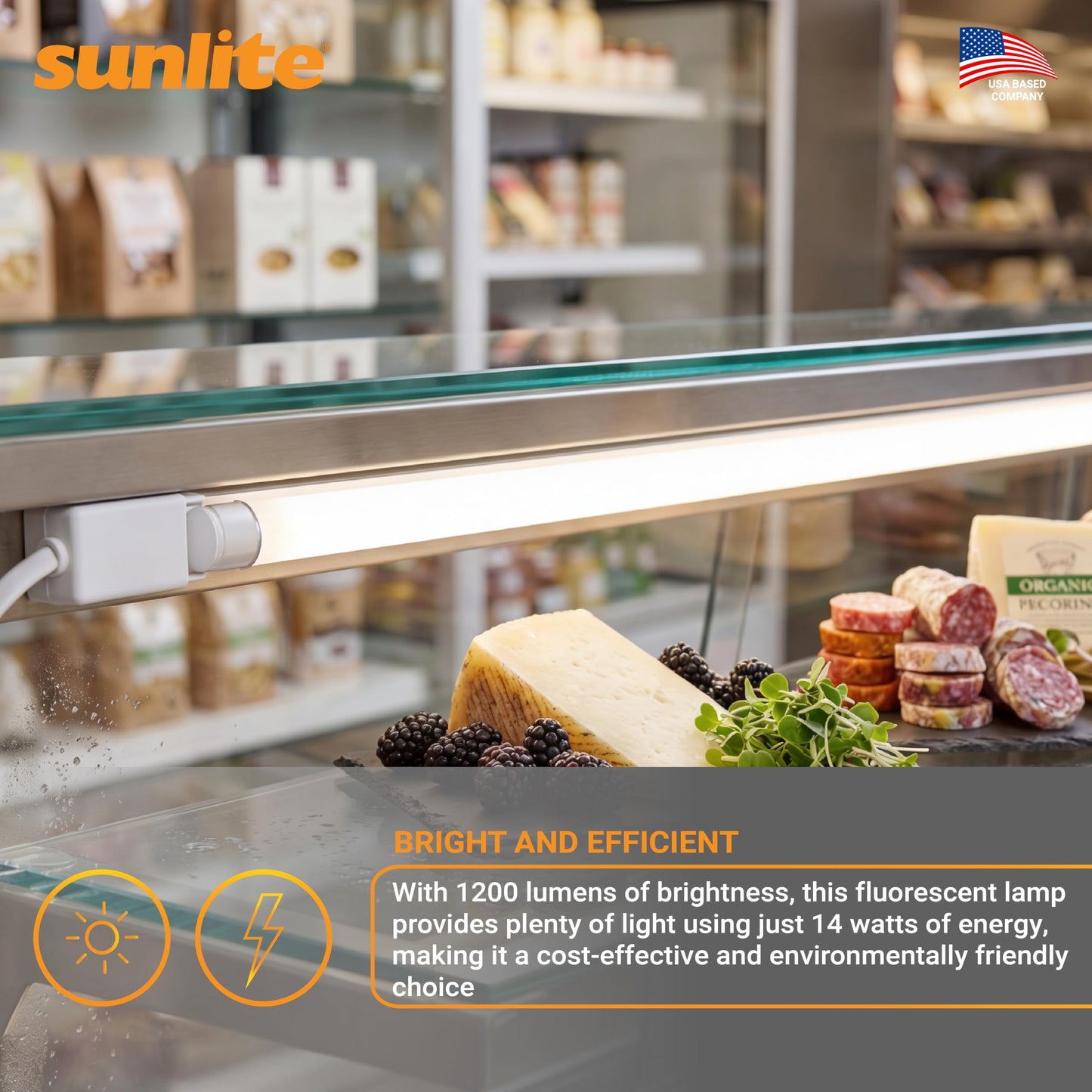 Sunlite 30305 F14T5/835 2 Foot T5 Linear Fluorescent Lamp, 14 Watts, 1200 Lumens, 3500K Neutral White, Miniature G5 Bi-Pin Base, ROHS Compliant, High