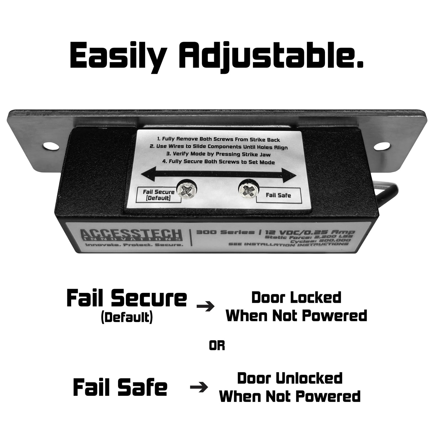 Heavy Duty Electric Strike Door Lock ANSI Standard Access Control System | 2,200+ LBS | Fail-Secure/Fail-Safe Adjustable | 12VDC Input Voltage |