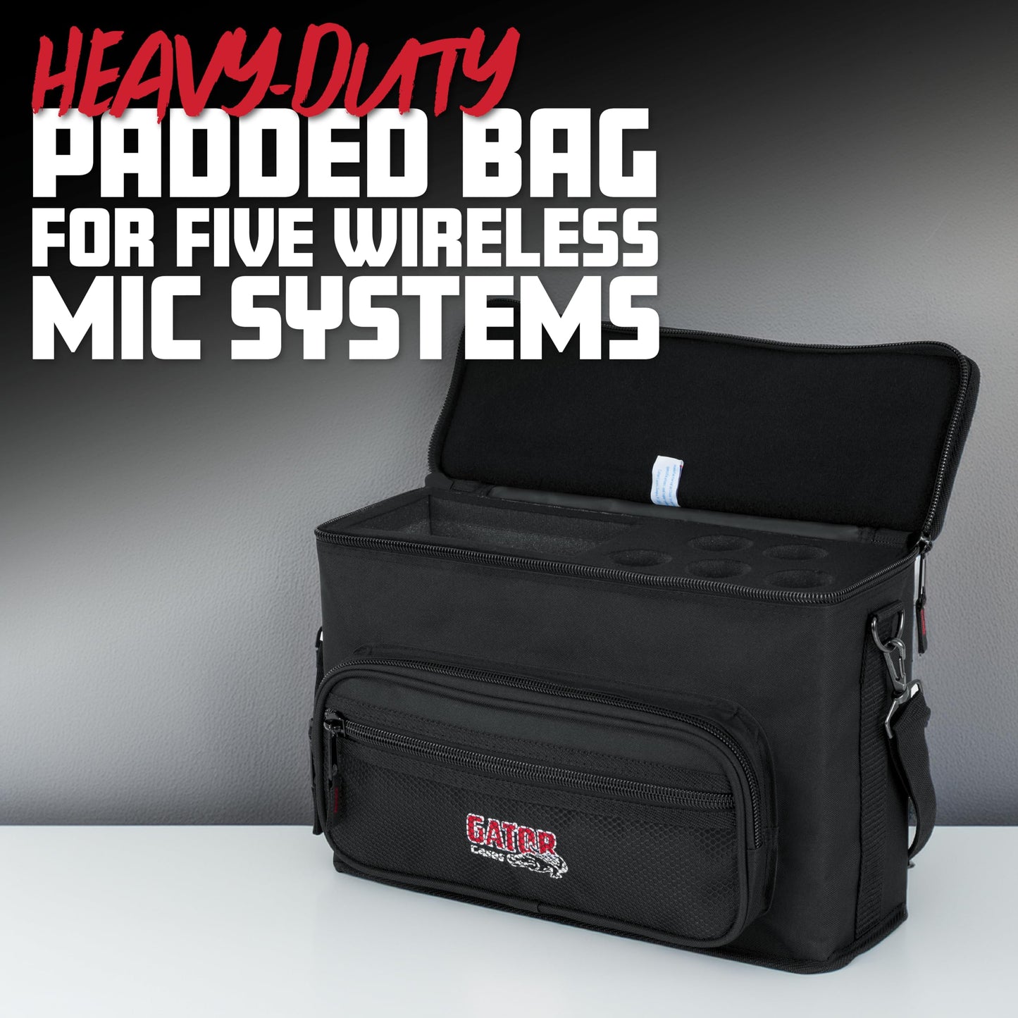 Gator Cases Padded Microphone Carry Bag, Holds (5) Wireless Microphone Systems, (GM-5W)