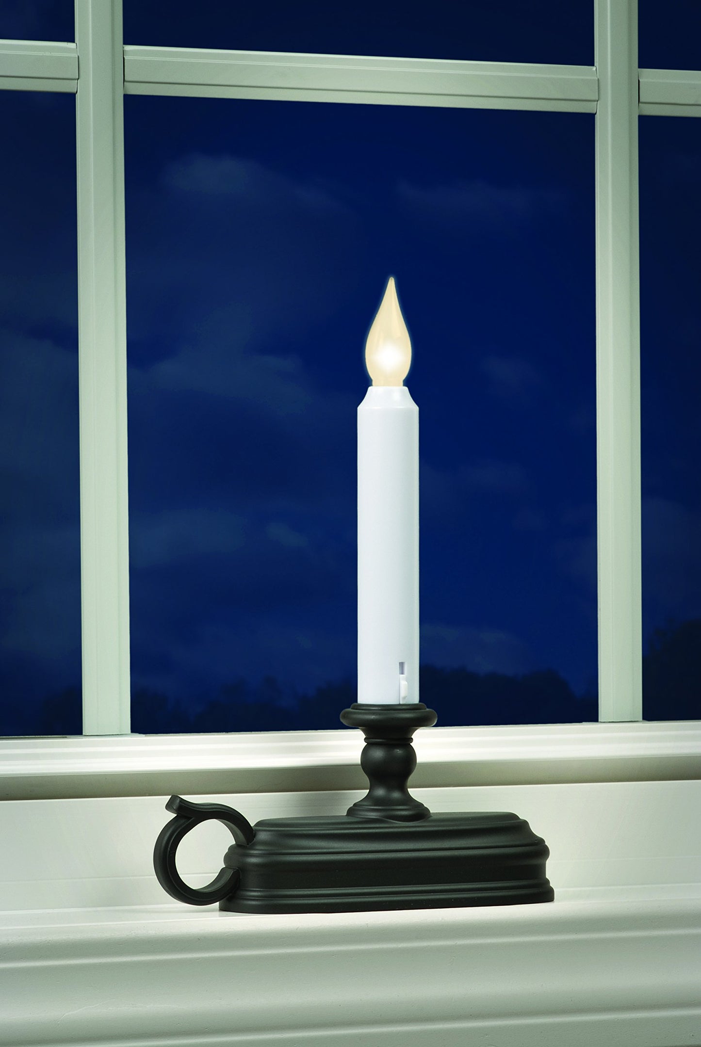 Xodus Innovations FPC1325A Battery Operated 9 inch Window Candle with Tilt to Change Flame Color and Dusk to Dawn Light Sensor Timer, Black/Antique
