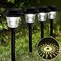 Glass Solar Lights Outdoor waterproof, 8 Pack Super Bright Solar Pathway Lights, Up to 12 Hrs Long Last Auto On/Off Garden Lights Solar Powered