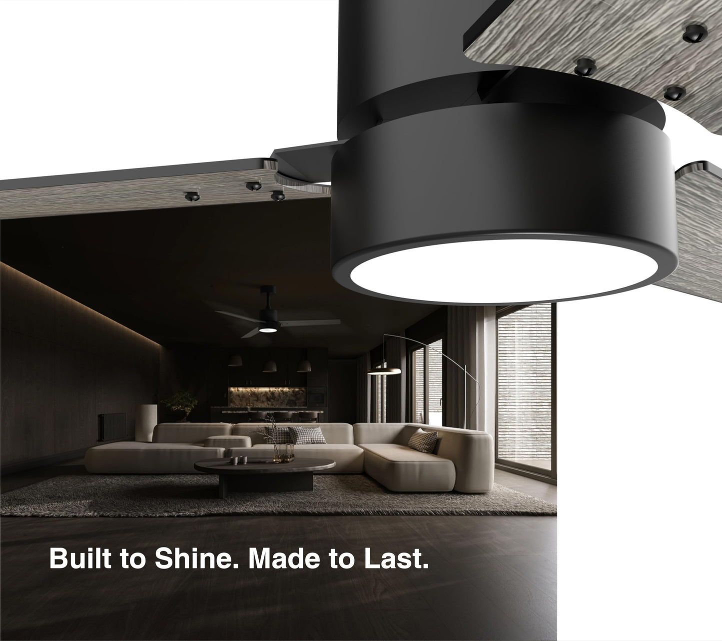 Lemontec Ceiling Fans with Lights 52" Low Profile Indoor Ceiling Fan with Light and Remote/APP Control, Flush Mount, LED Dimmable DC Reversible Modern