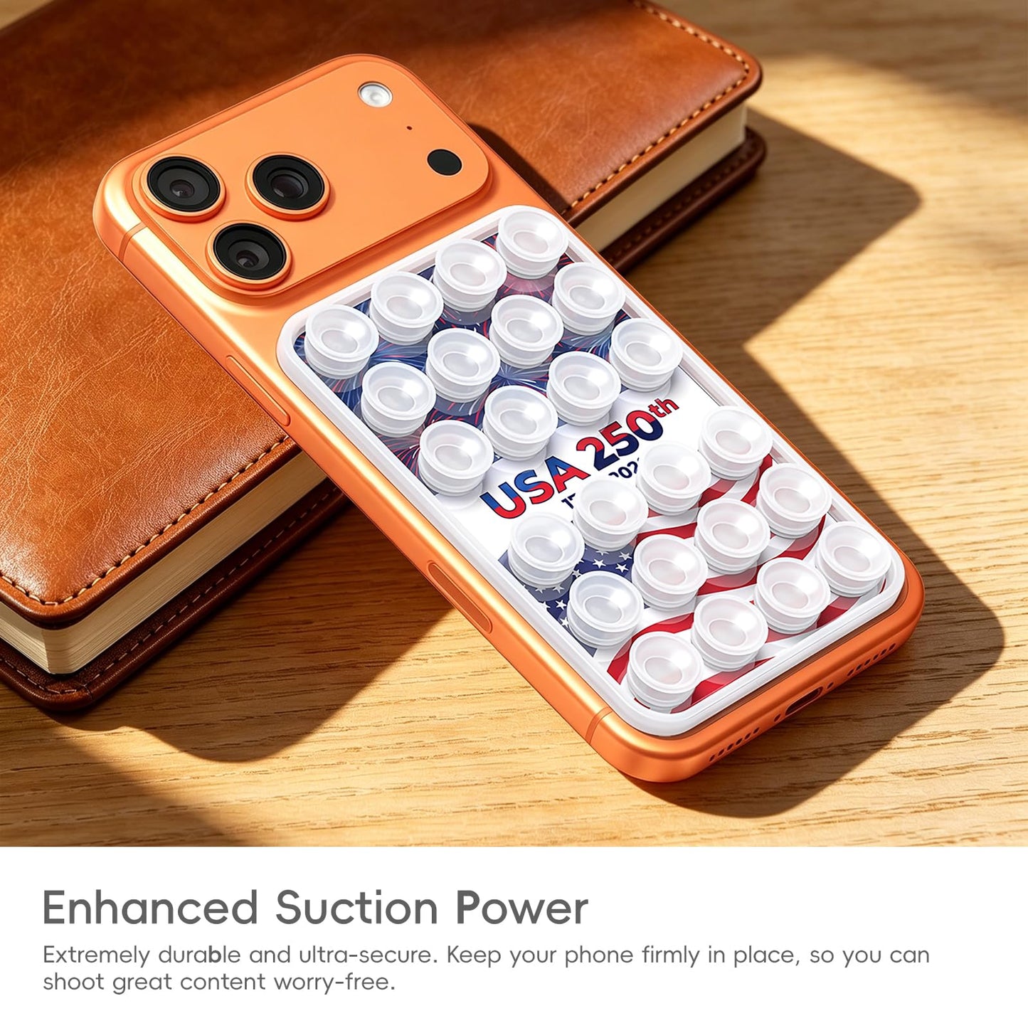 250th Anniversary USA Gift for Him/Her - Anteel OG Silicone Suction Cup Phone Adhesive Mount - Hands-Free Sticky Phone Holder - Strong Suction Grip