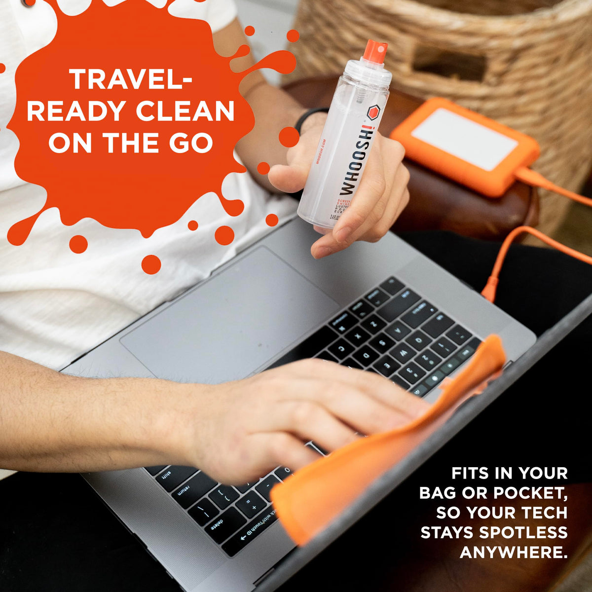 WHOOSH! Screen Shine Duo - Screen Cleaner and Wipe Kit, 3.4 + 0.3 fl oz
